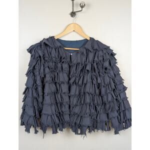 100% Cotton‎ Layered Ruffle Boho Whimsy Blue Cardigan S